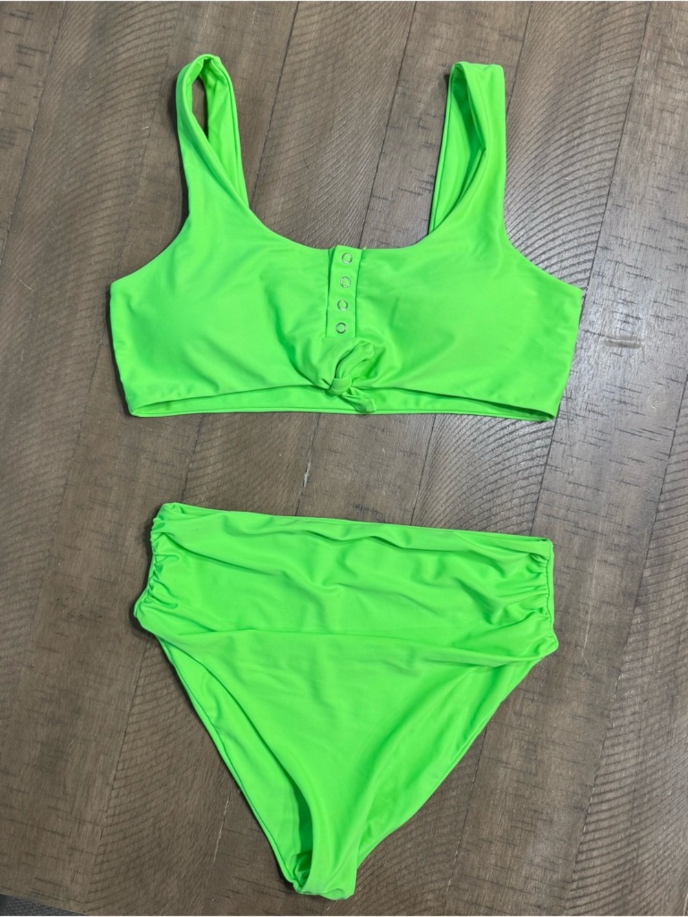 Pink Lily Swim| Cheeky| Neon Green| Medium